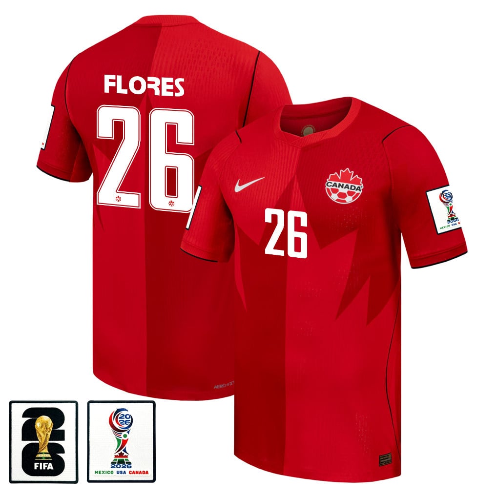 Marcelo Flores 26 Canada National Team 2026 x World Cup Patch Home Jersey - Red, Men