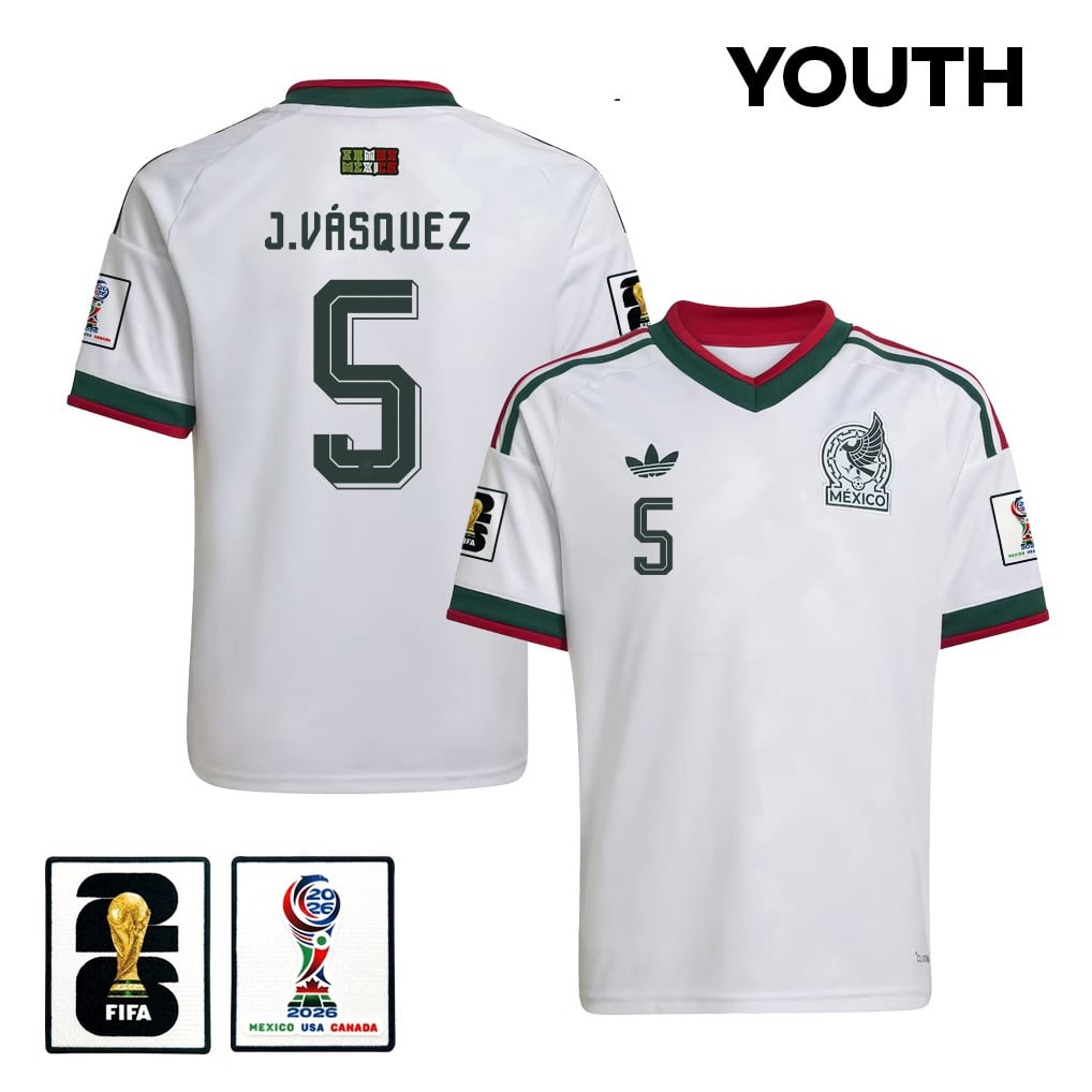 Johan Vásquez 5 Youth Mexico National Team 2026 Away Jersey - White