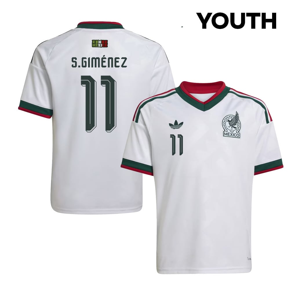 Santiago Giménez 11 Youth Mexico National Team 2026 Away Jersey - White