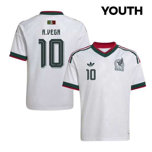 Alexis Vega 10 Youth Mexico National Team 2026 Away Jersey - White