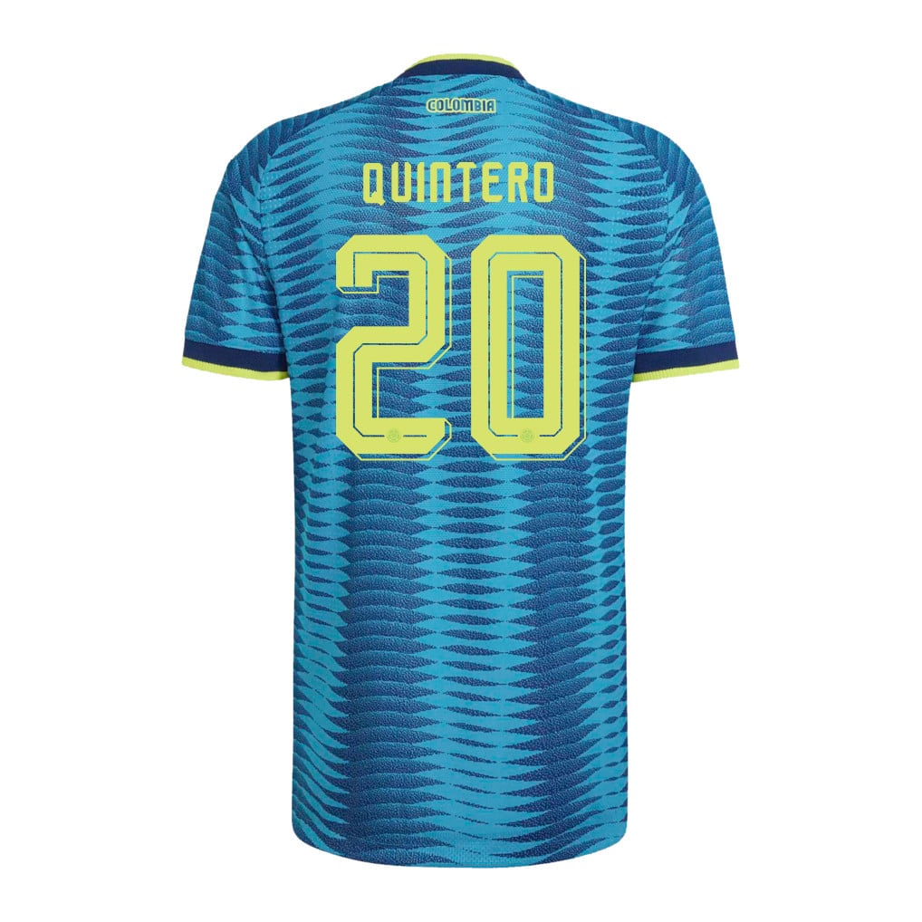 Juan Fernando Quintero 20 Colombia National Team 2026 x World Cup Patch Away Jersey - Turquoise, Men