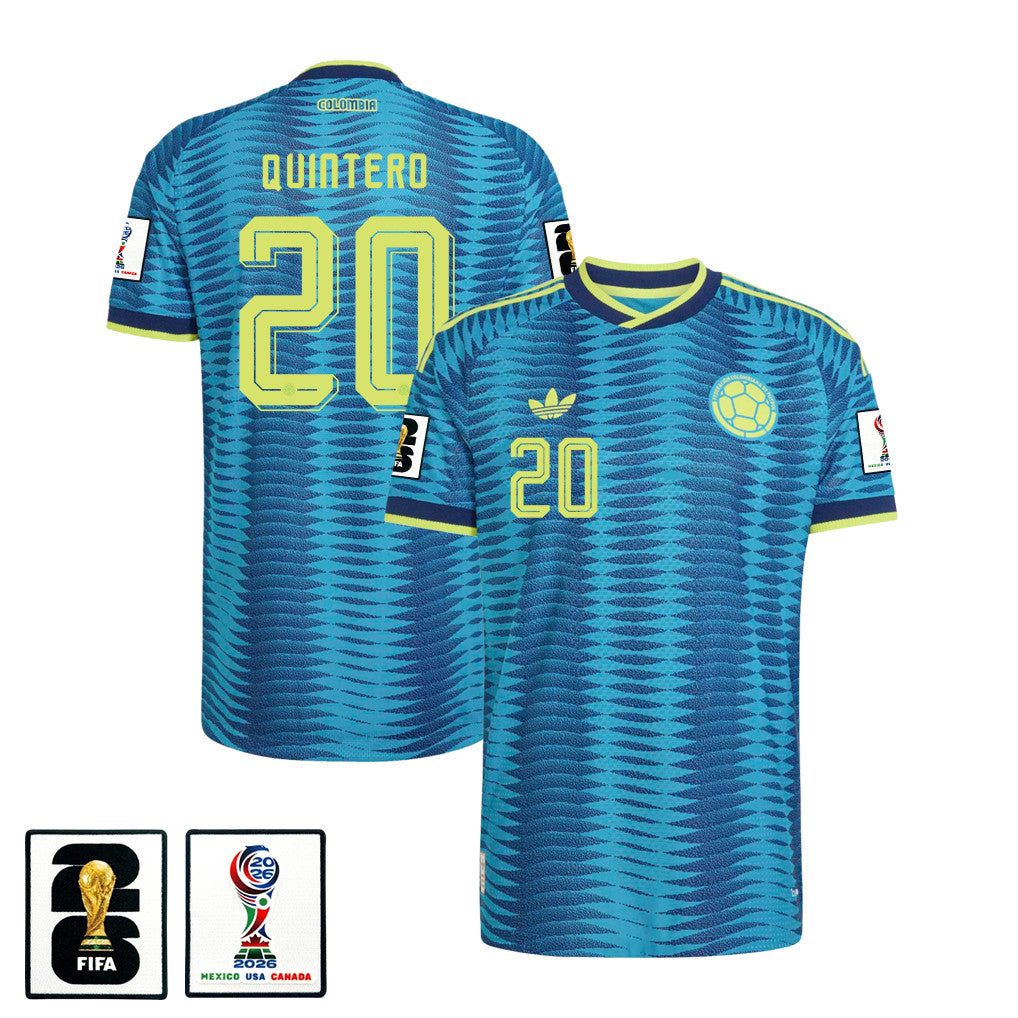 Juan Fernando Quintero 20 Colombia National Team 2026 x World Cup Patch Away Jersey - Turquoise, Men
