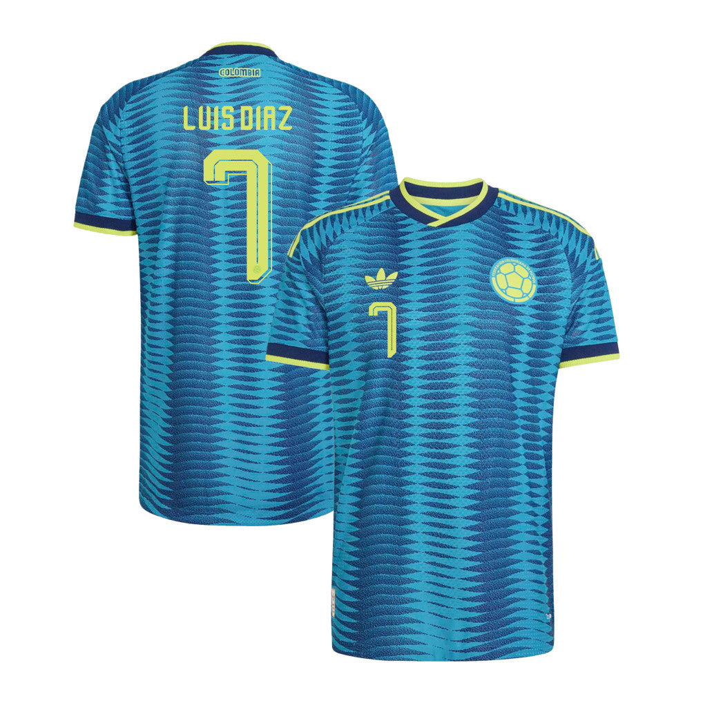 Luis Diaz 7 Colombia National Team 2026 Away Jersey - Turquoise, Men