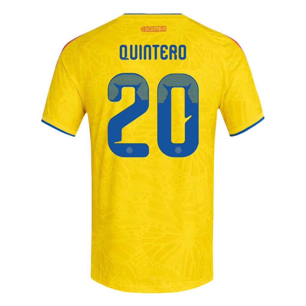 Juan Fernando Quintero 20 Colombia National Team 2026 Home Jersey - Yellow, Men