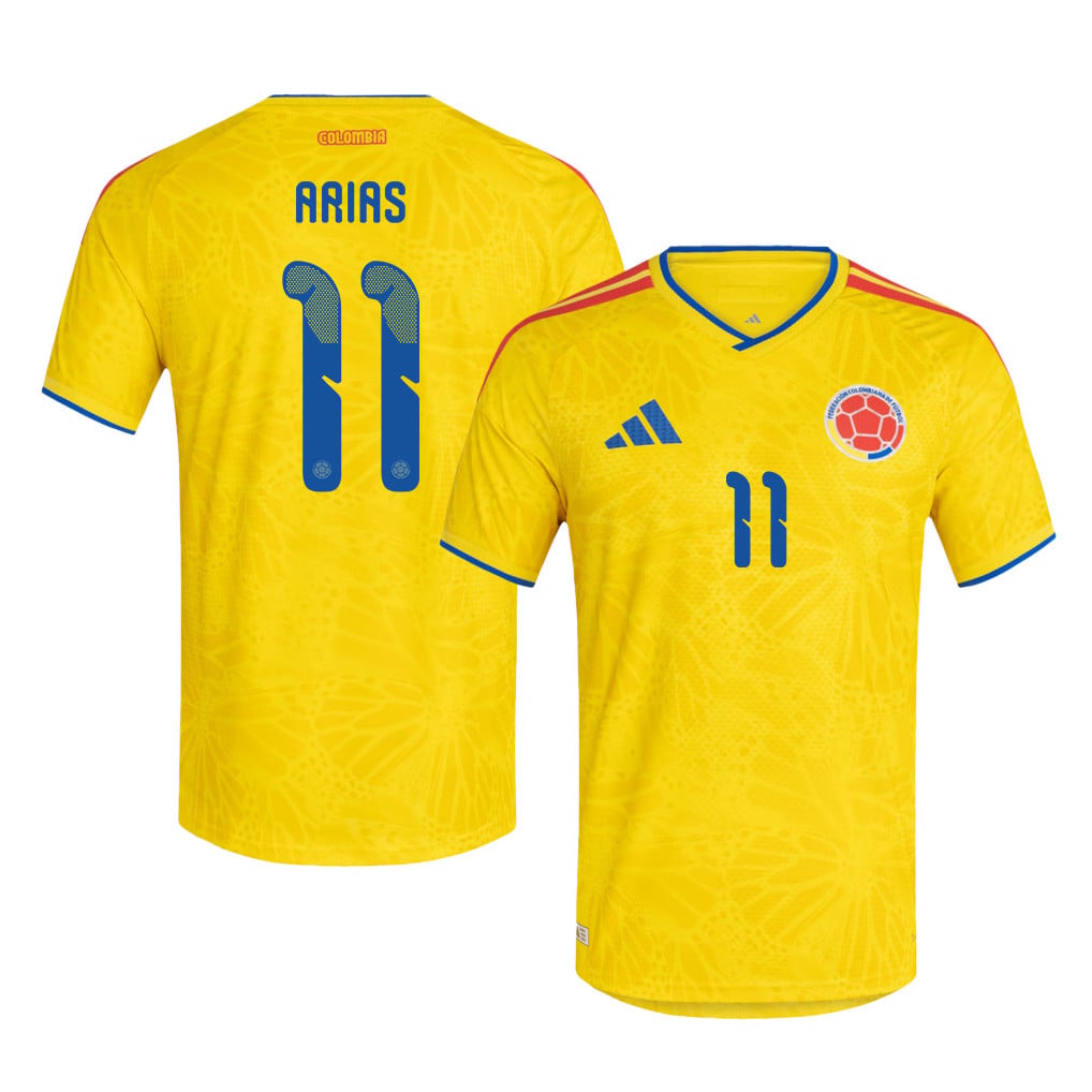 Jhon Arias 11 Colombia National Team 2026 Home Jersey - Yellow, Men