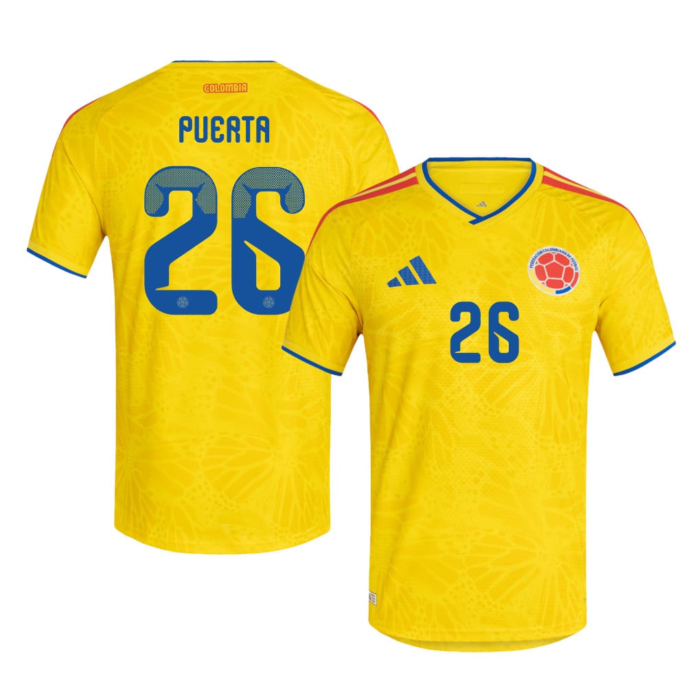 Gustavo Puerta 26 Colombia National Team 2026 Home Jersey - Yellow, Men