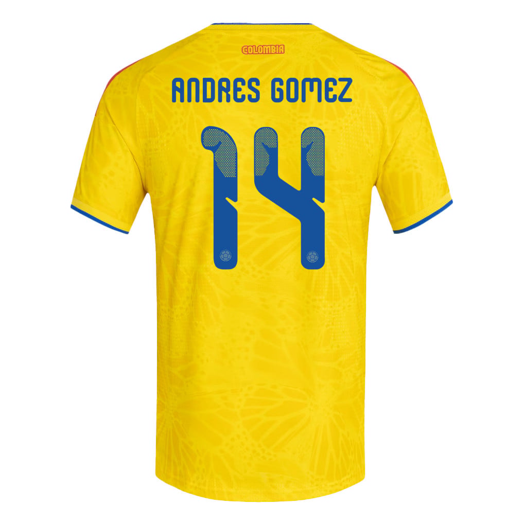 Andres Gomez 14 Colombia National Team 2026 Home Jersey - Yellow, Men