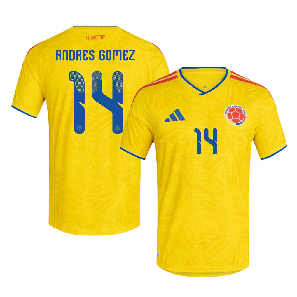 Andres Gomez 14 Colombia National Team 2026 Home Jersey - Yellow, Men