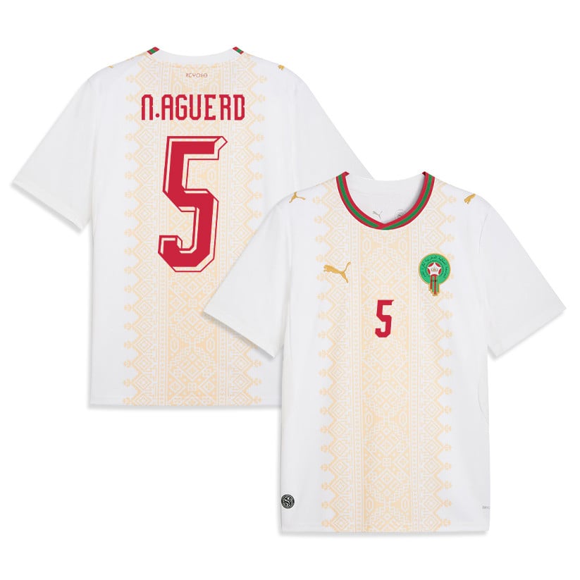 Nayef Aguerd 5 Morocco National Team 2026 Away Jersey - White, Men