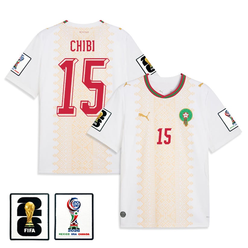 Mohamed Chibi 15 Morocco National Team 2026 Away Jersey - White, Men