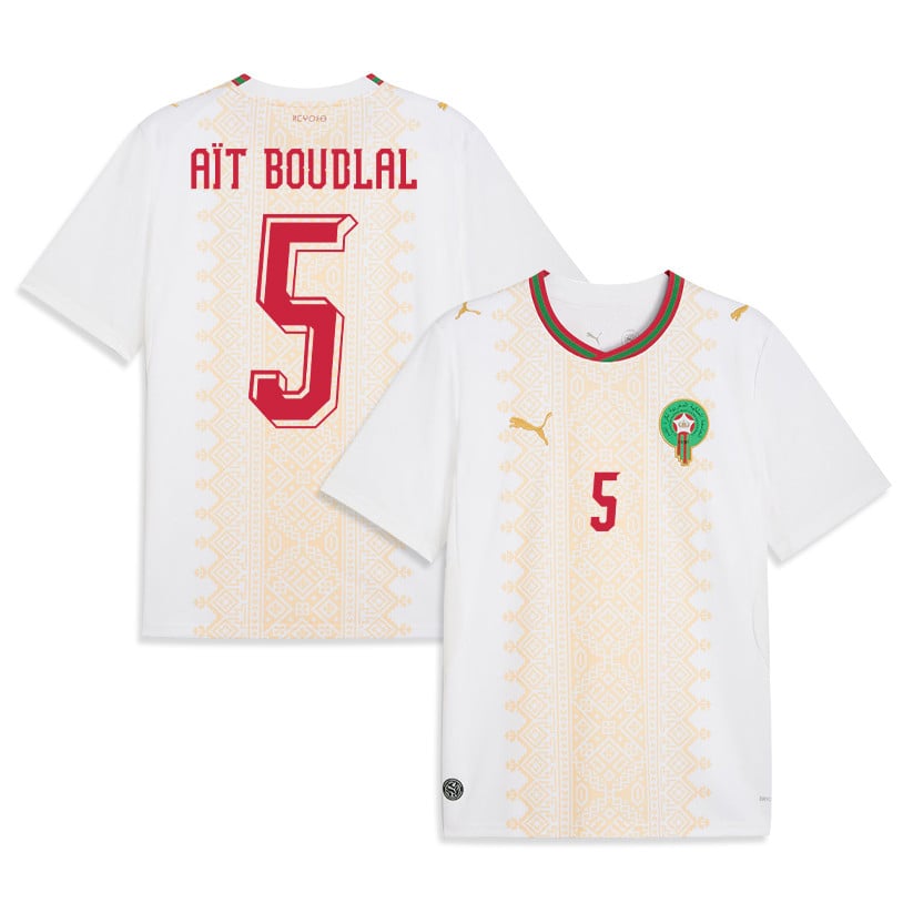 Abdelhamid Aït Boudlal 5 Morocco National Team 2026 Away Jersey - White, Men