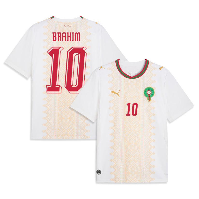 Brahim Díaz 10 Morocco National Team 2026 Away Jersey - White, Men