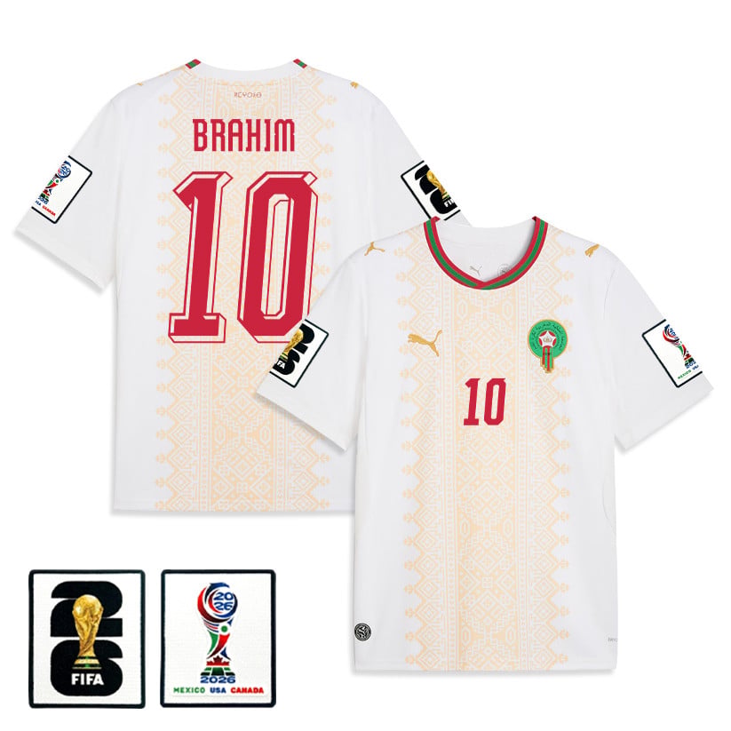 Brahim Díaz 10 Morocco National Team 2026 Away Jersey - White, Men