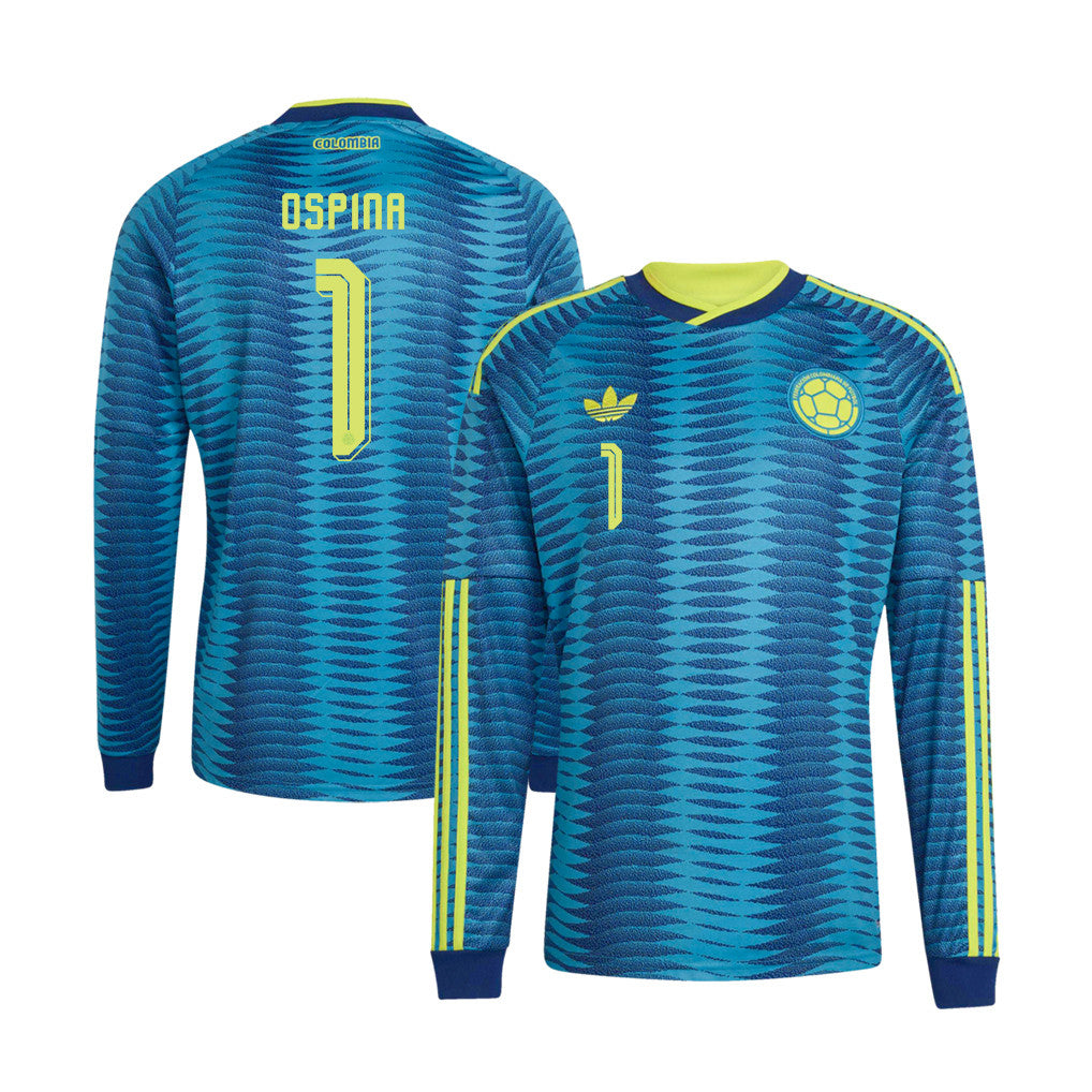David Ospina 1 Colombia National Team 2026 Away Long Sleeve Jersey - Turquoise