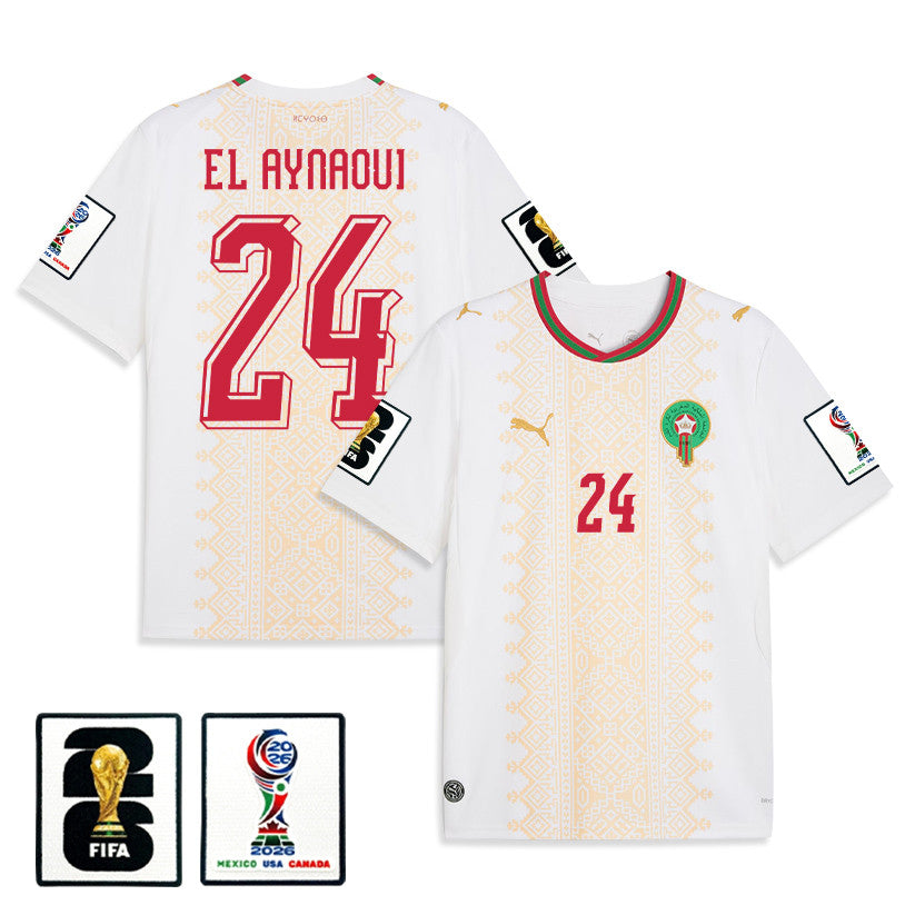 Neil El Aynaoui 24 Morocco National Team 2026 Away Jersey - White, Men