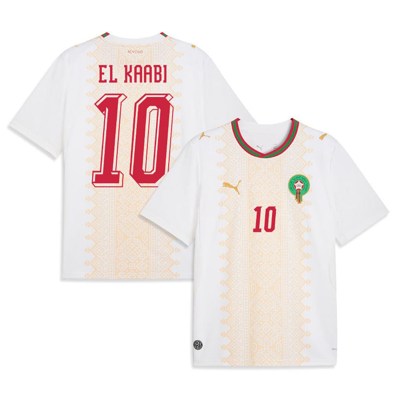 Ayoub El Kaabi 10 Morocco National Team 2026 Away Jersey - White, Men