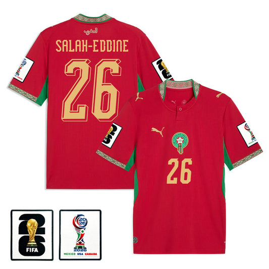 Anass Salah-Eddine 26 Morocco National Team 2026 x World Cup Patch Home Jersey - Red, Men