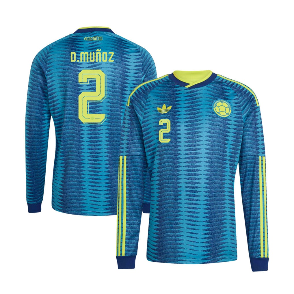 Daniel Muñoz 2 Colombia National Team 2026 Away Long Sleeve Jersey - Turquoise
