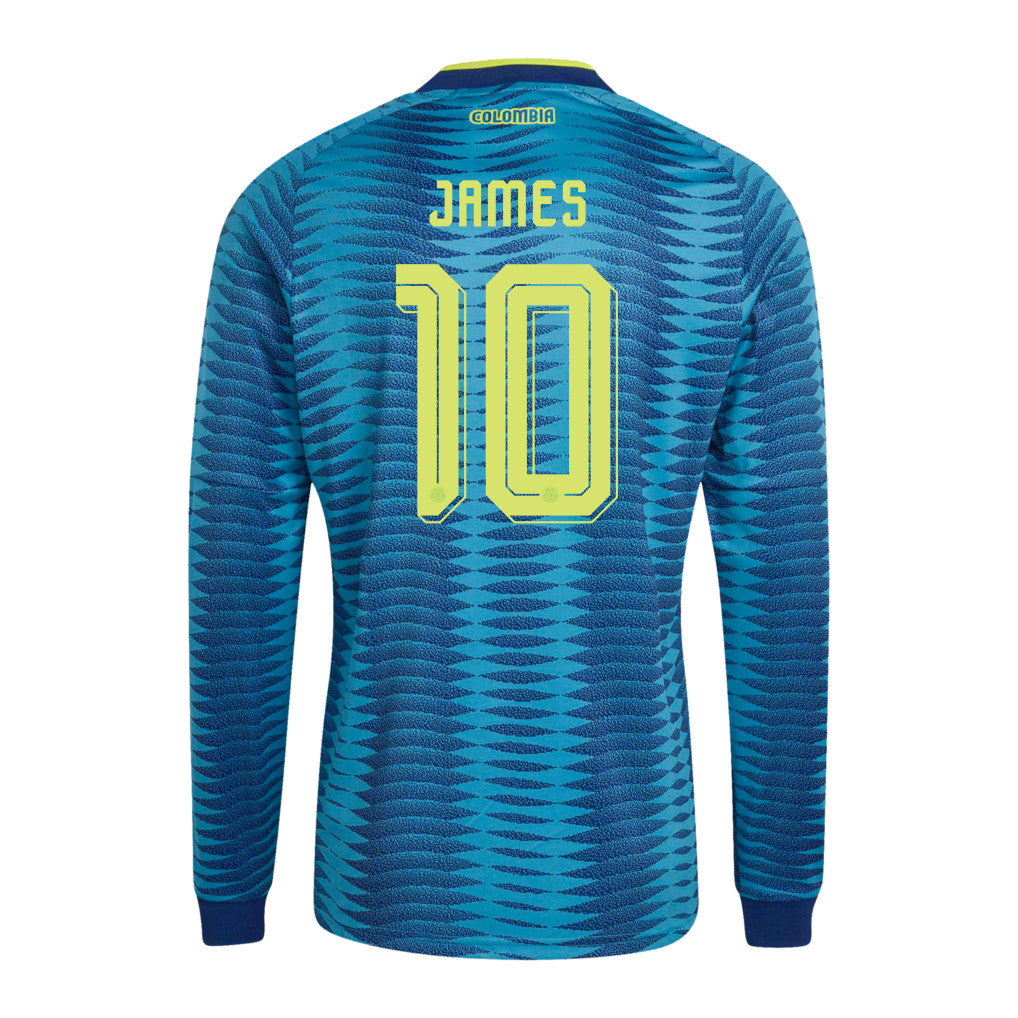 James Rodriguez 10 Colombia National Team 2026 Away Long Sleeve Jersey - Turquoise