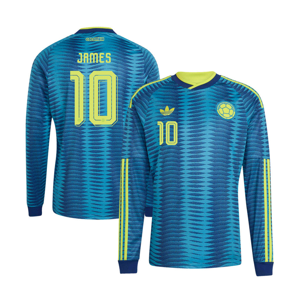 James Rodriguez 10 Colombia National Team 2026 Away Long Sleeve Jersey - Turquoise