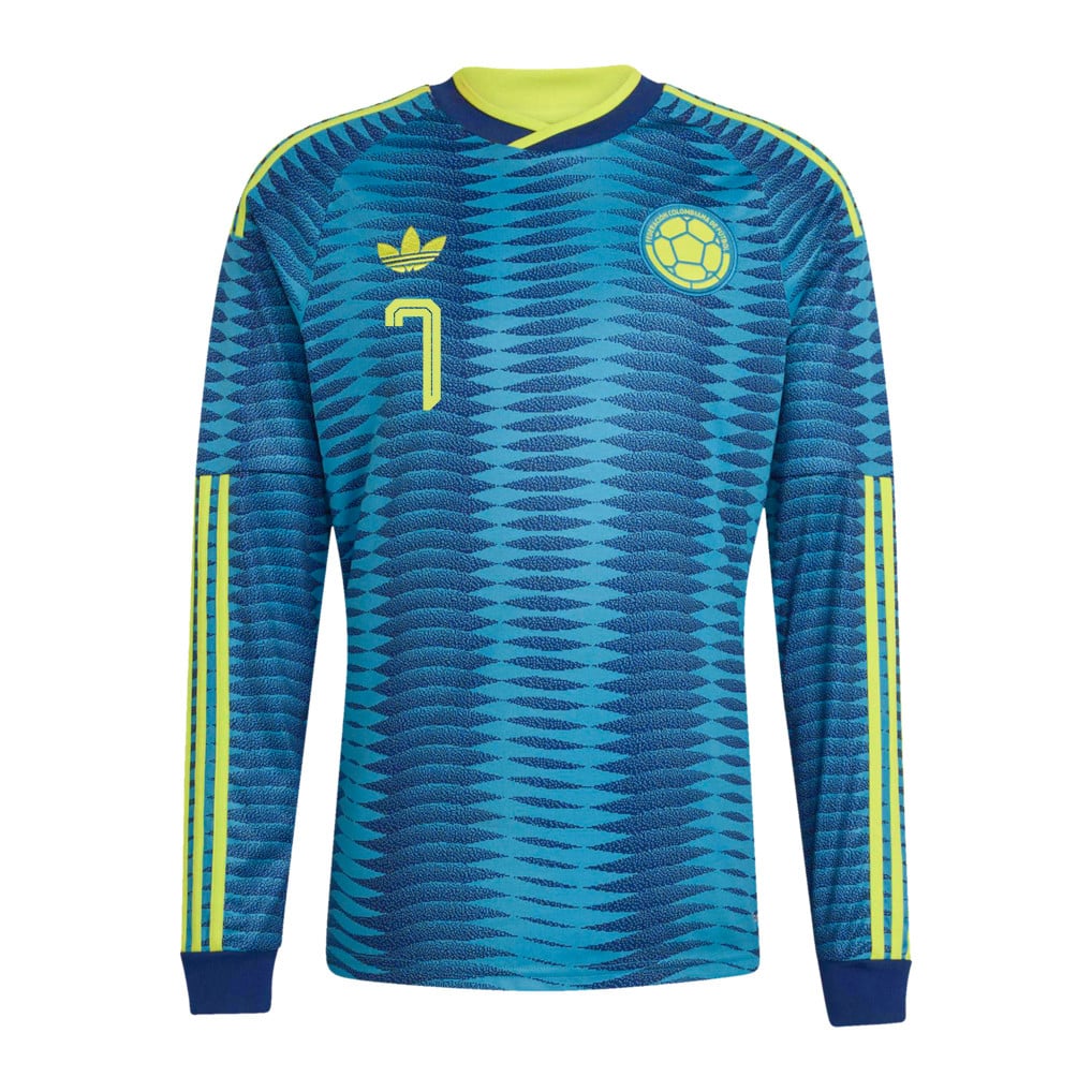 Luis Diaz 7 Colombia National Team 2026 Away Long Sleeve Jersey - Turquoise