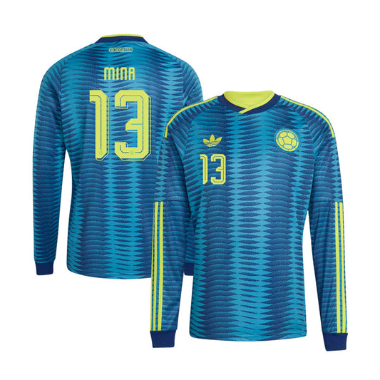 Yerry Mina 13 Colombia National Team 2026 Away Long Sleeve Jersey - Turquoise