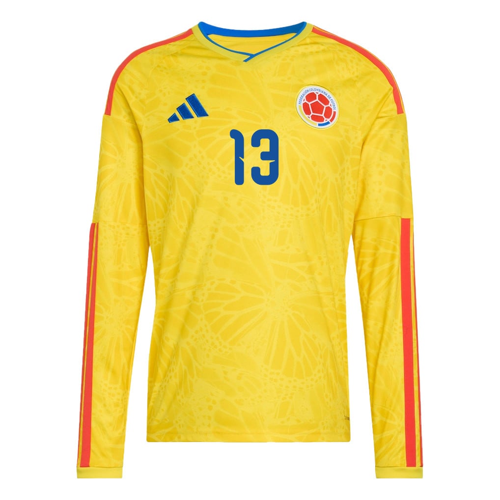 Juan Cabal 13 Colombia National Team 2026 Home Long Sleeve Jersey - Yellow
