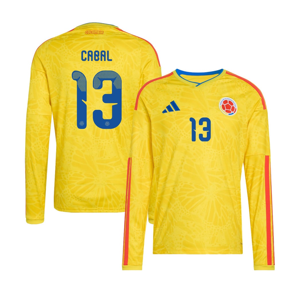 Juan Cabal 13 Colombia National Team 2026 Home Long Sleeve Jersey - Yellow