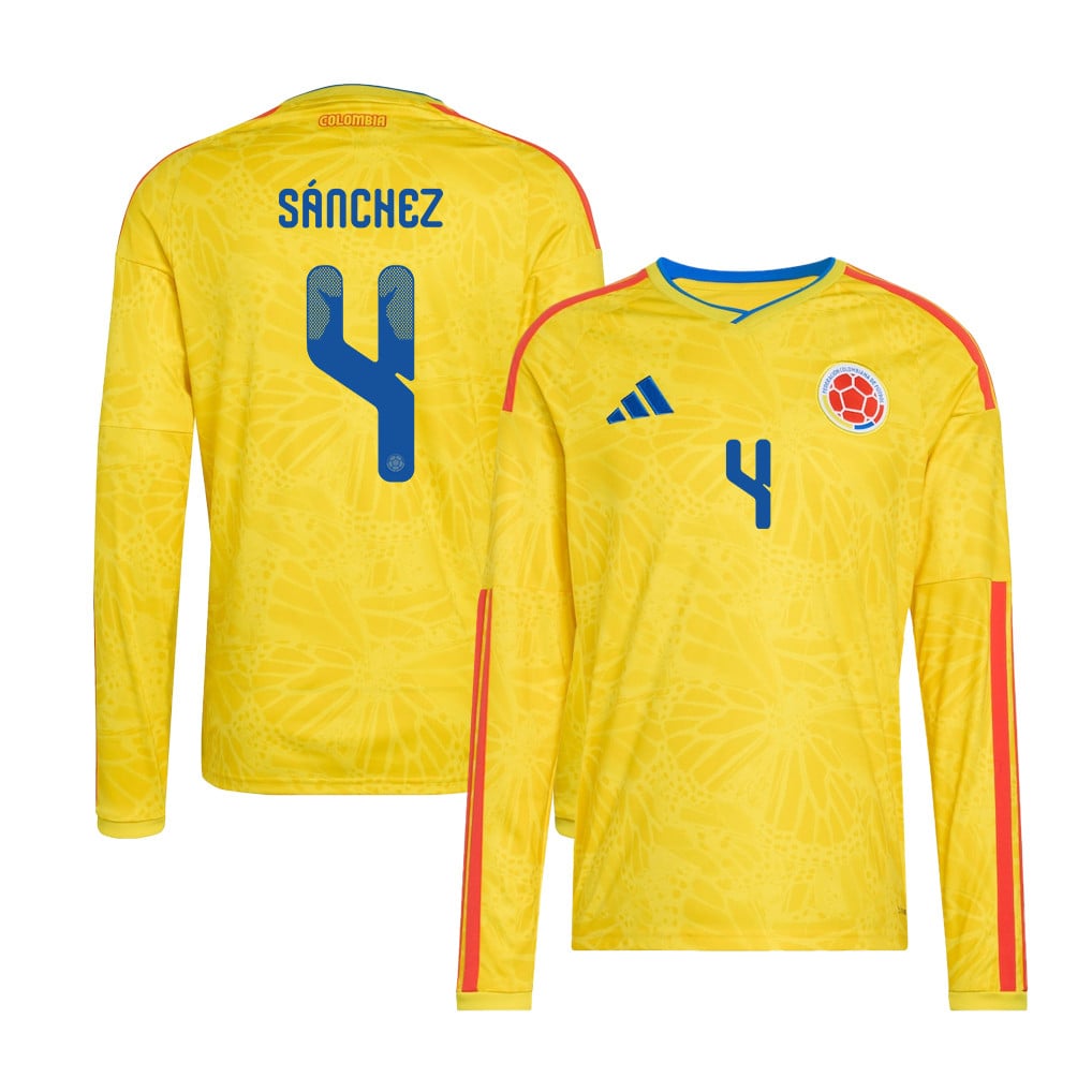 Davinson Sánchez 4 Colombia National Team 2026 Home Long Sleeve Jersey - Yellow
