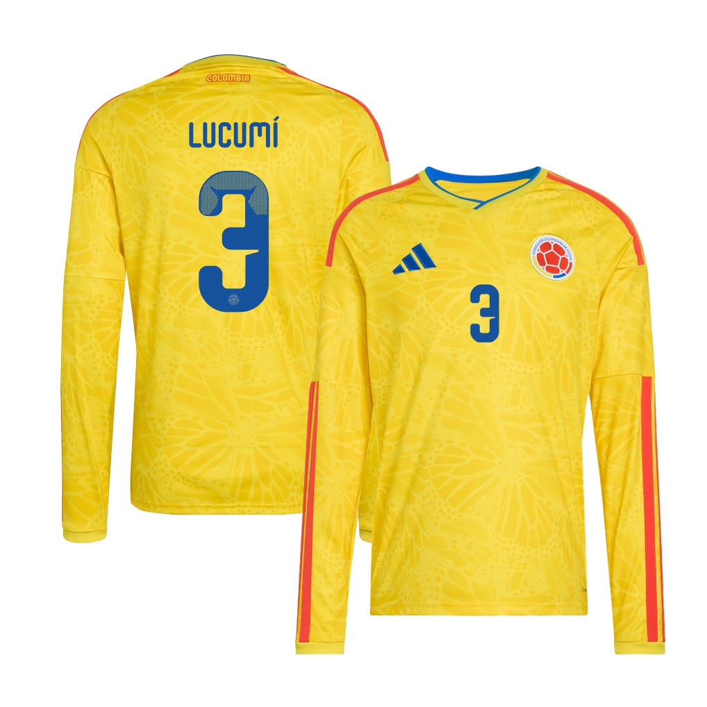 Jhon Lucumí 3 Colombia National Team 2026 Home Long Sleeve Jersey - Yellow