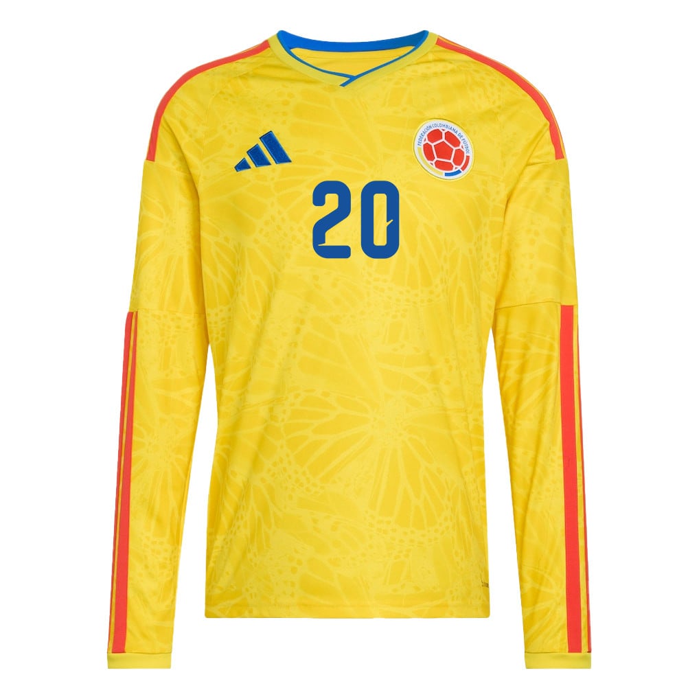Juan Fernando Quintero 20 Colombia National Team 2026 Home Long Sleeve Jersey - Yellow