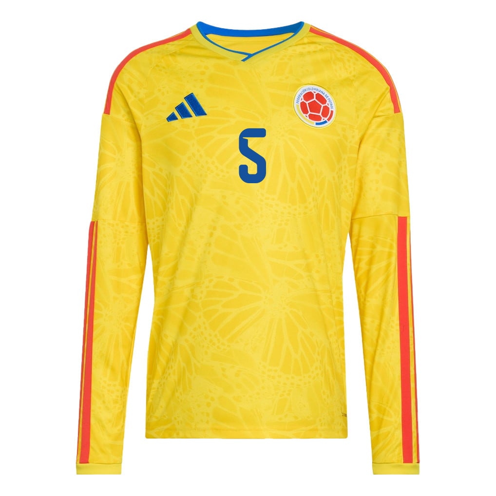 Kevin Castaño 5 Colombia National Team 2026 Home Long Sleeve Jersey - Yellow