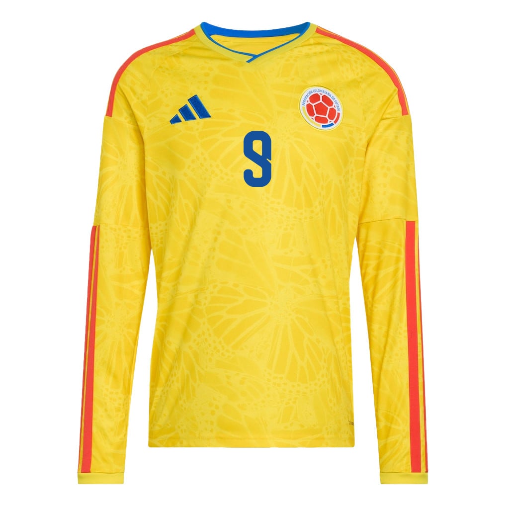 Jhon Córdoba 9 Colombia National Team 2026 Home Long Sleeve Jersey - Yellow