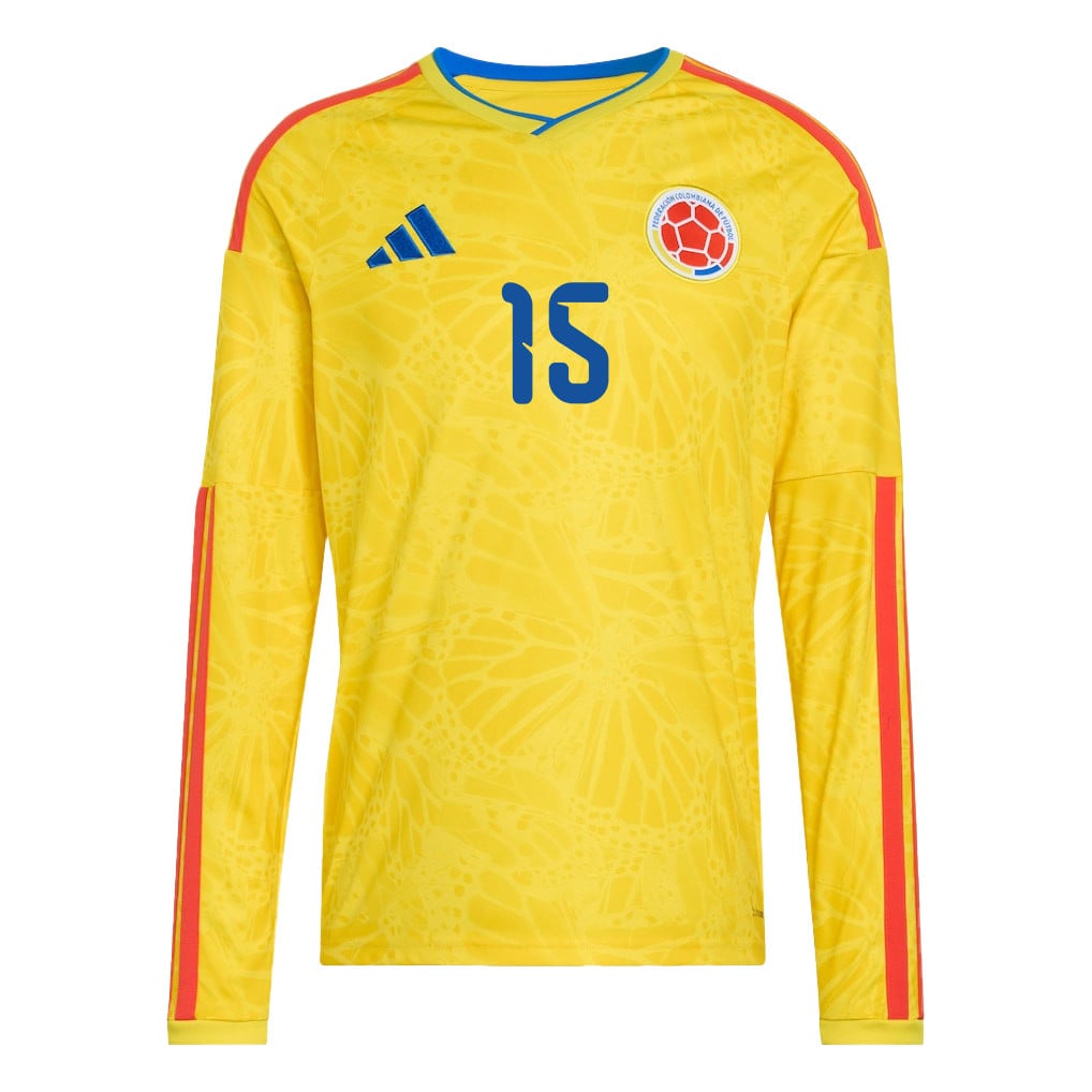 Mateus Uribe 15 Colombia National Team 2026 Home Long Sleeve Jersey - Yellow