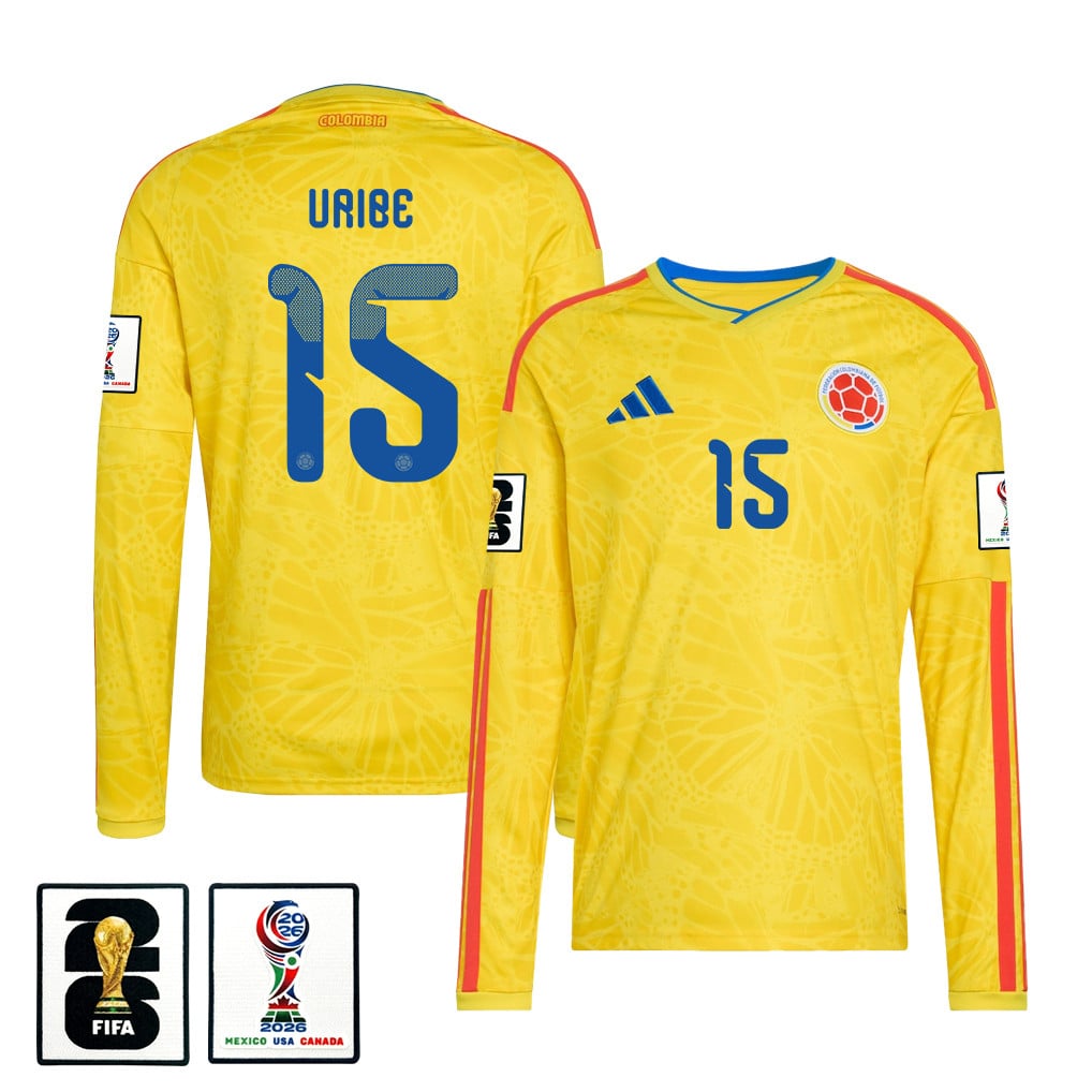 Mateus Uribe 15 Colombia National Team 2026 Home Long Sleeve Jersey - Yellow