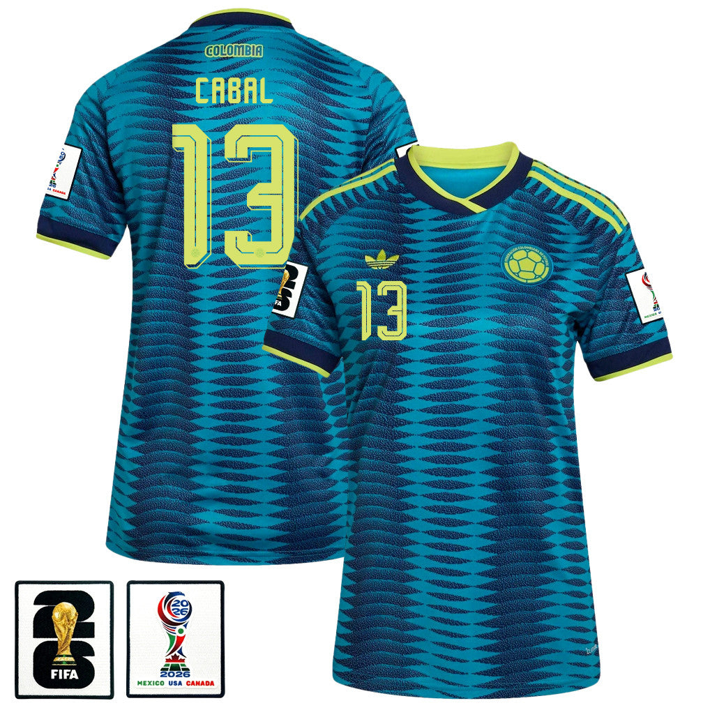 Juan Cabal 13 Women's Colombia National Team 2026 Away Jersey - Turquoise