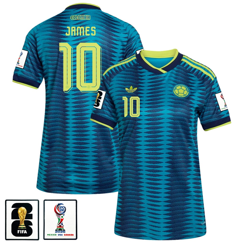 James Rodriguez 10 Women's Colombia National Team 2026 Away Jersey - Turquoise