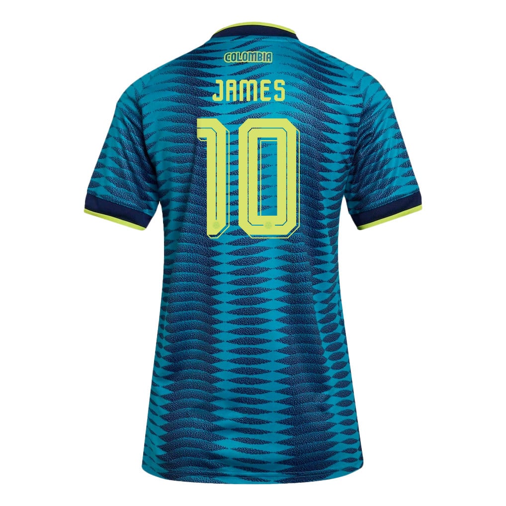 James Rodriguez 10 Women's Colombia National Team 2026 Away Jersey - Turquoise