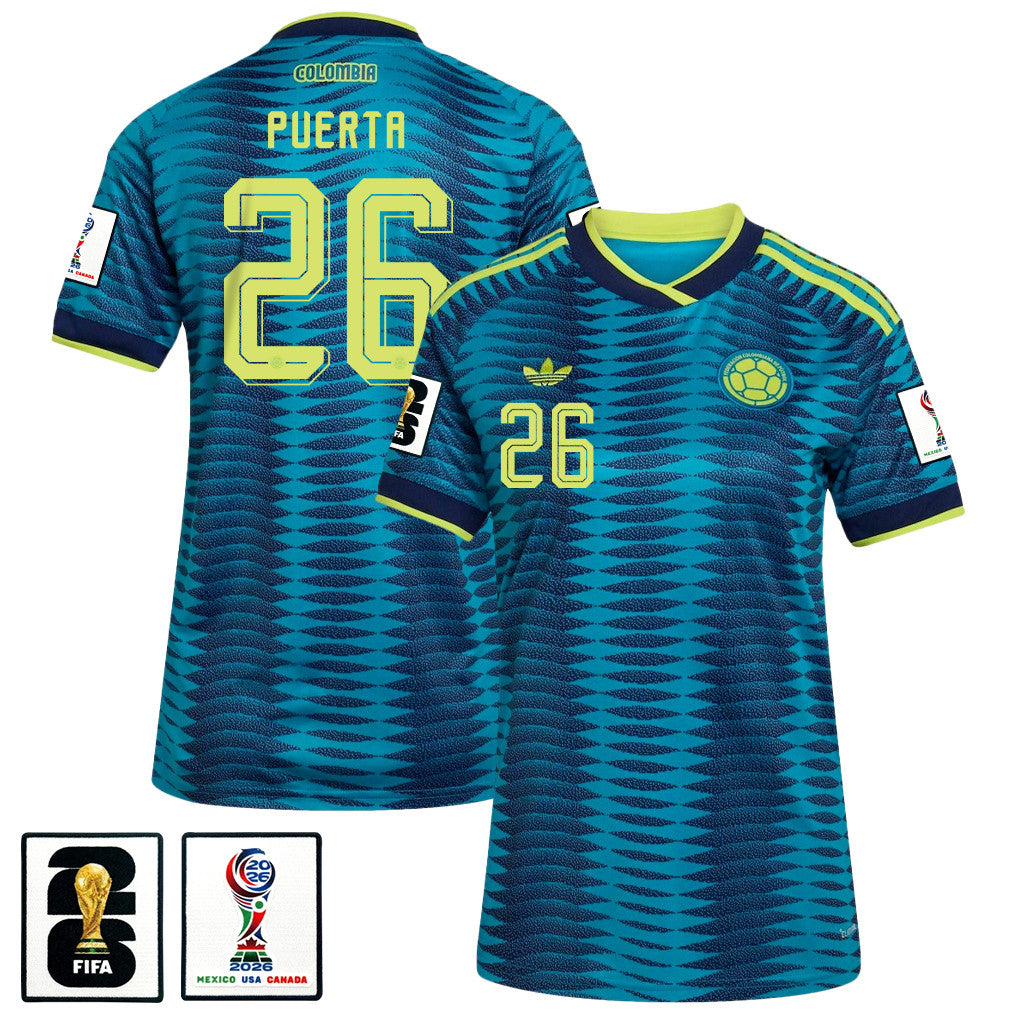 Gustavo Puerta 26 Women's Colombia National Team 2026 Away Jersey - Turquoise