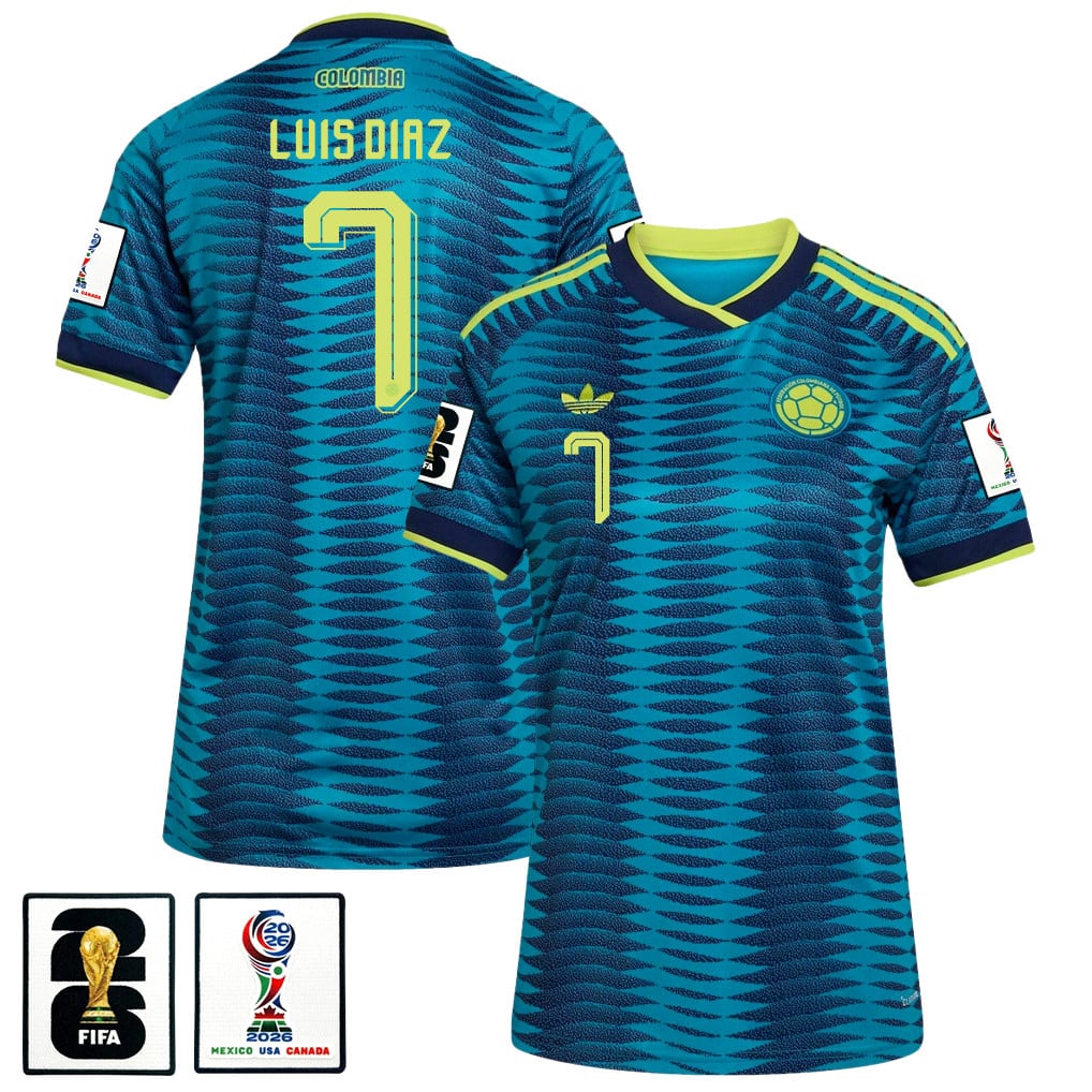Luis Diaz 7 Women's Colombia National Team 2026 Away Jersey - Turquoise