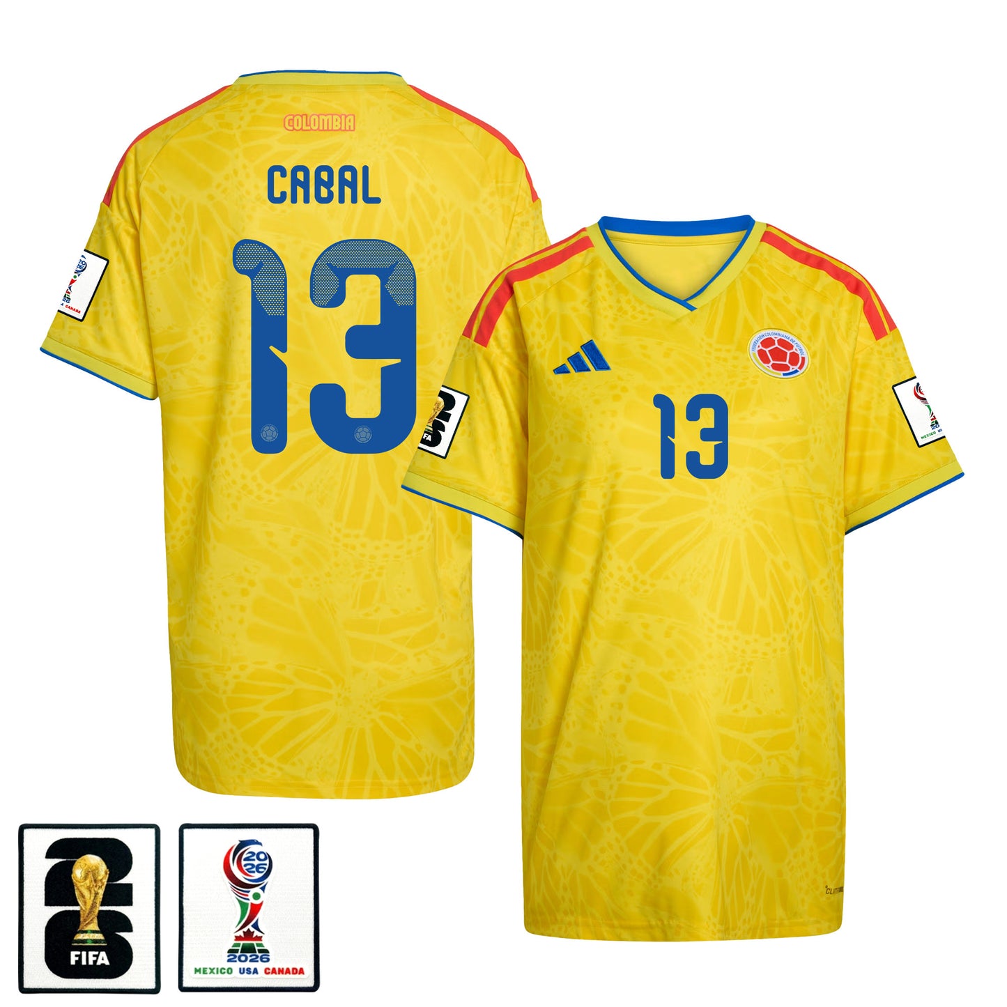 Juan Cabal 13 Women's Colombia National Team 2026 Home Jersey - Yellow
