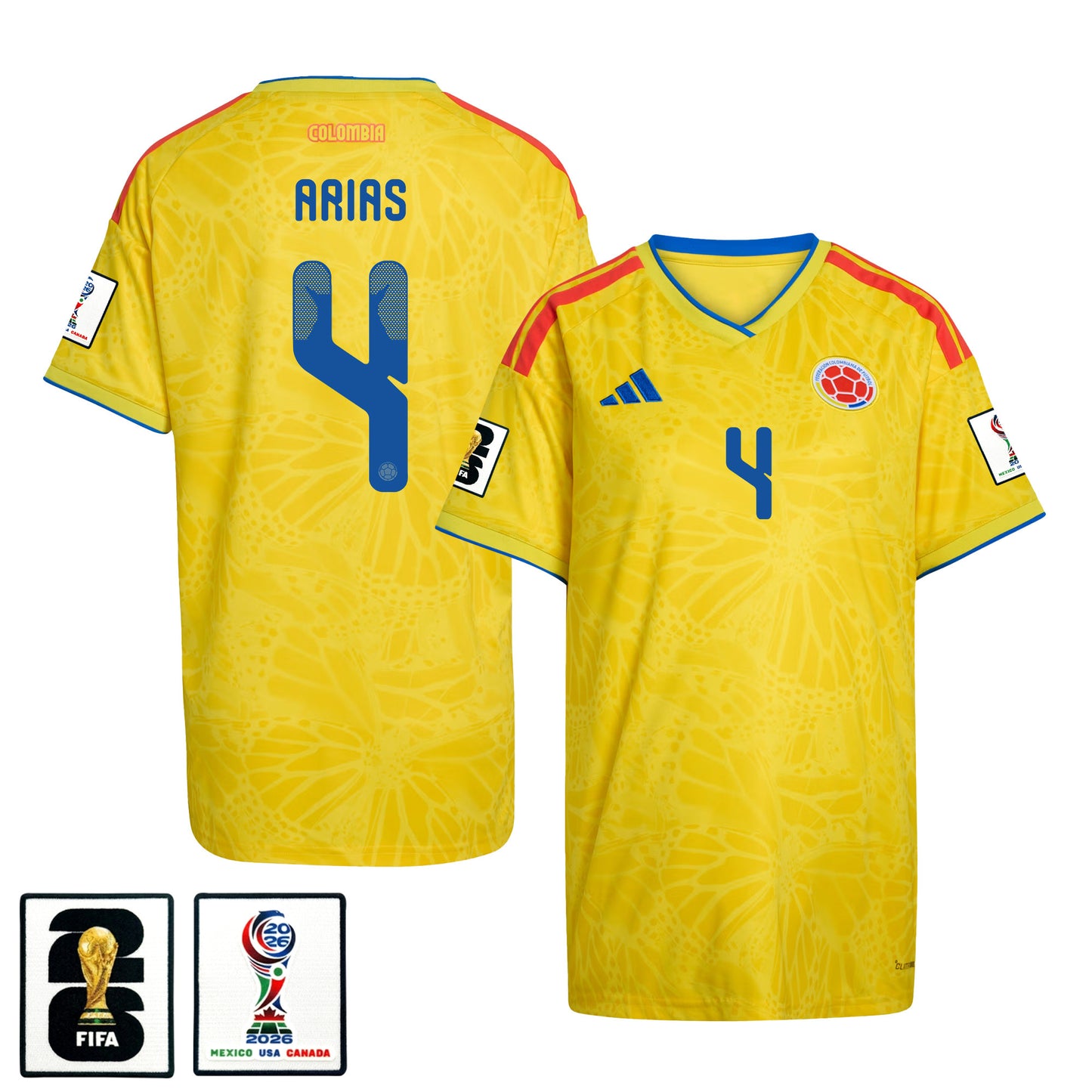 Santiago Arias 4 Women's Colombia National Team 2026 Home Jersey - Yellow