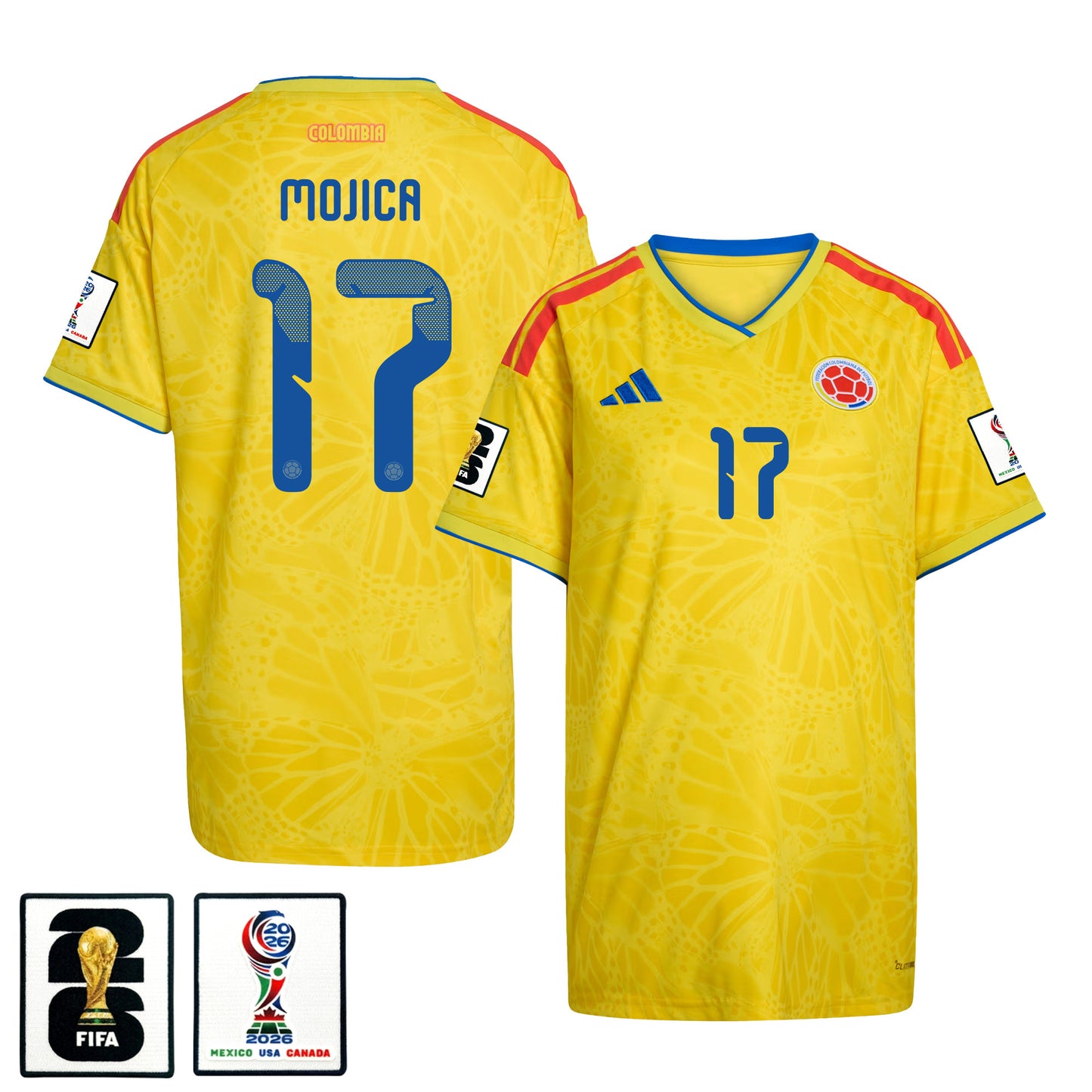 Johan Mojica 17 Women's Colombia National Team 2026 Home Jersey - Yellow