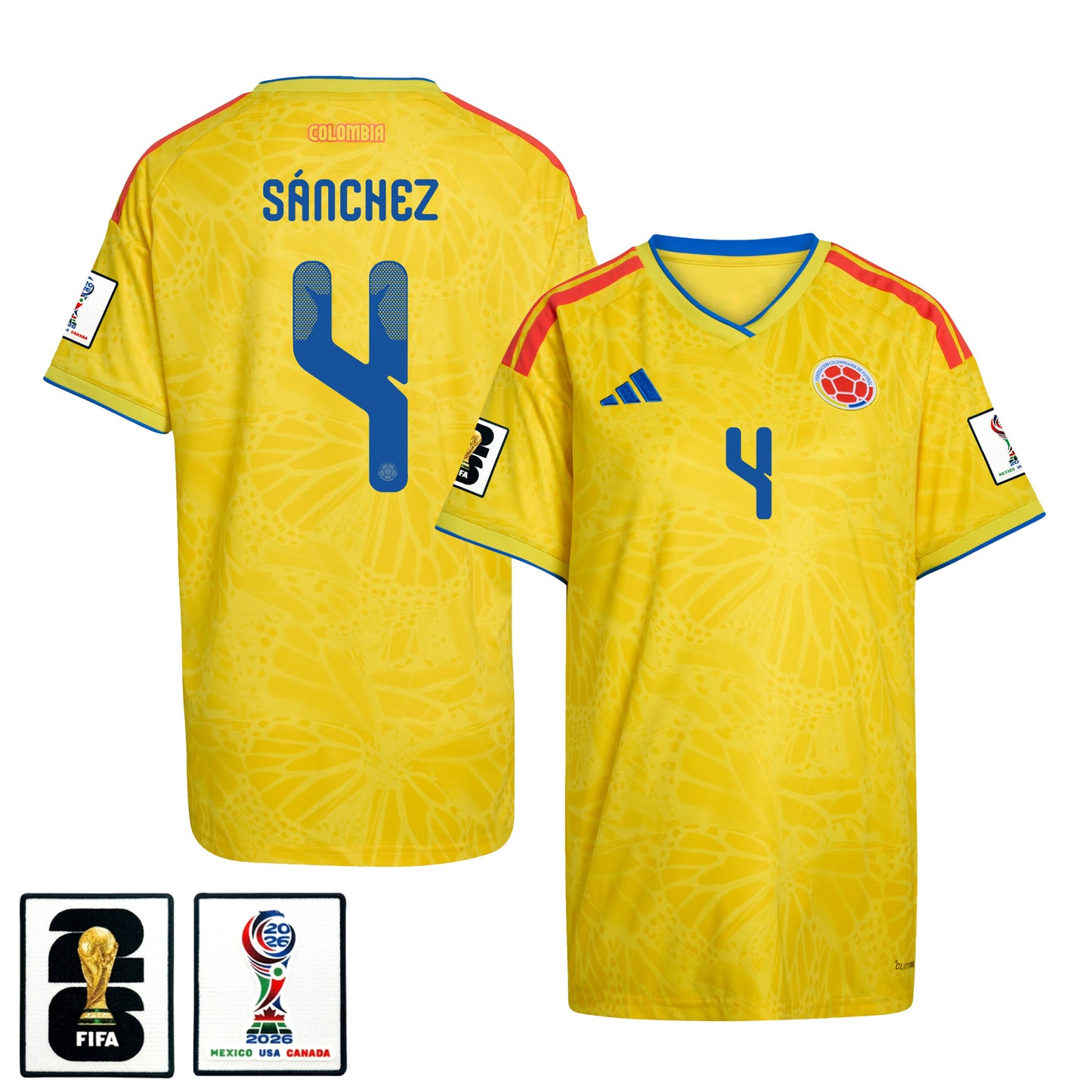 Davinson Sánchez 4 Women's Colombia National Team 2026 Home Jersey - Yellow