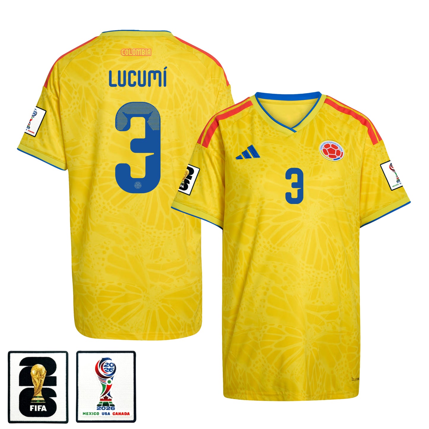 Jhon Lucumí 3 Women's Colombia National Team 2026 Home Jersey - Yellow