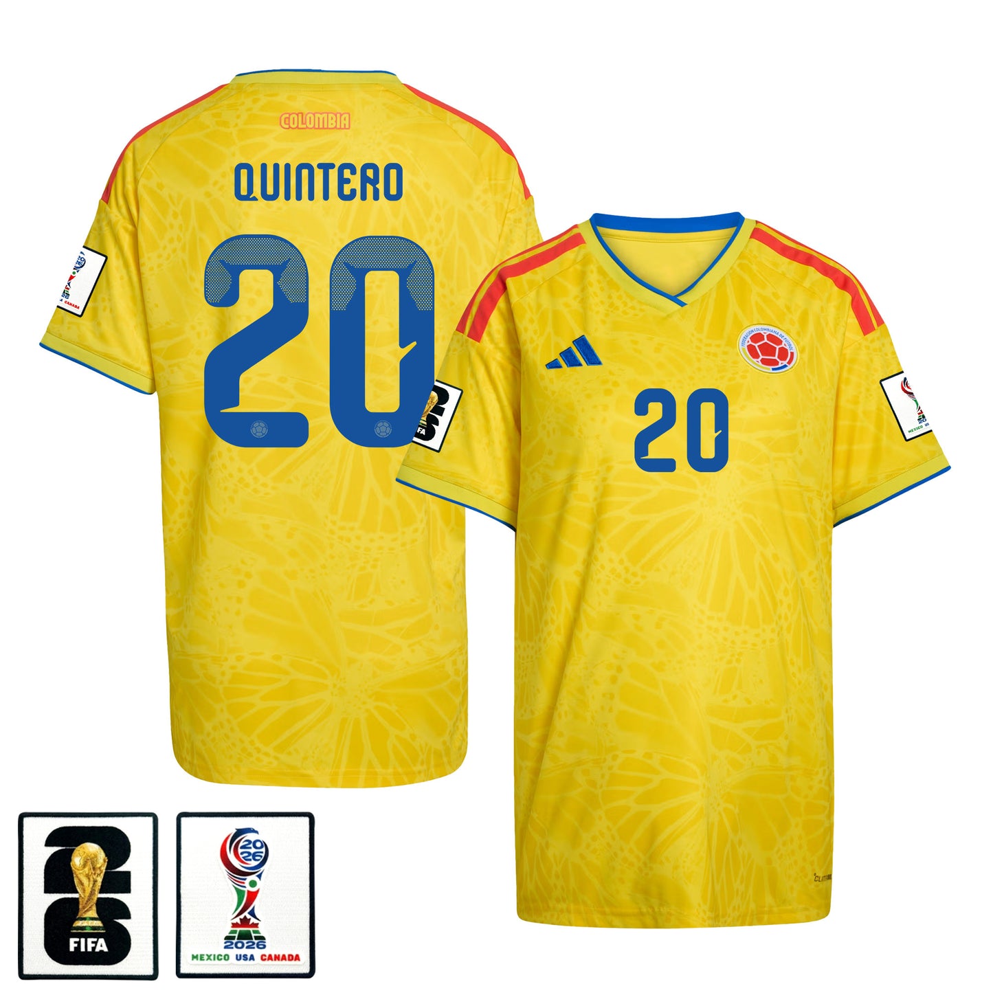 Juan Fernando Quintero 20 Women's Colombia National Team 2026 Home Jersey - Yellow