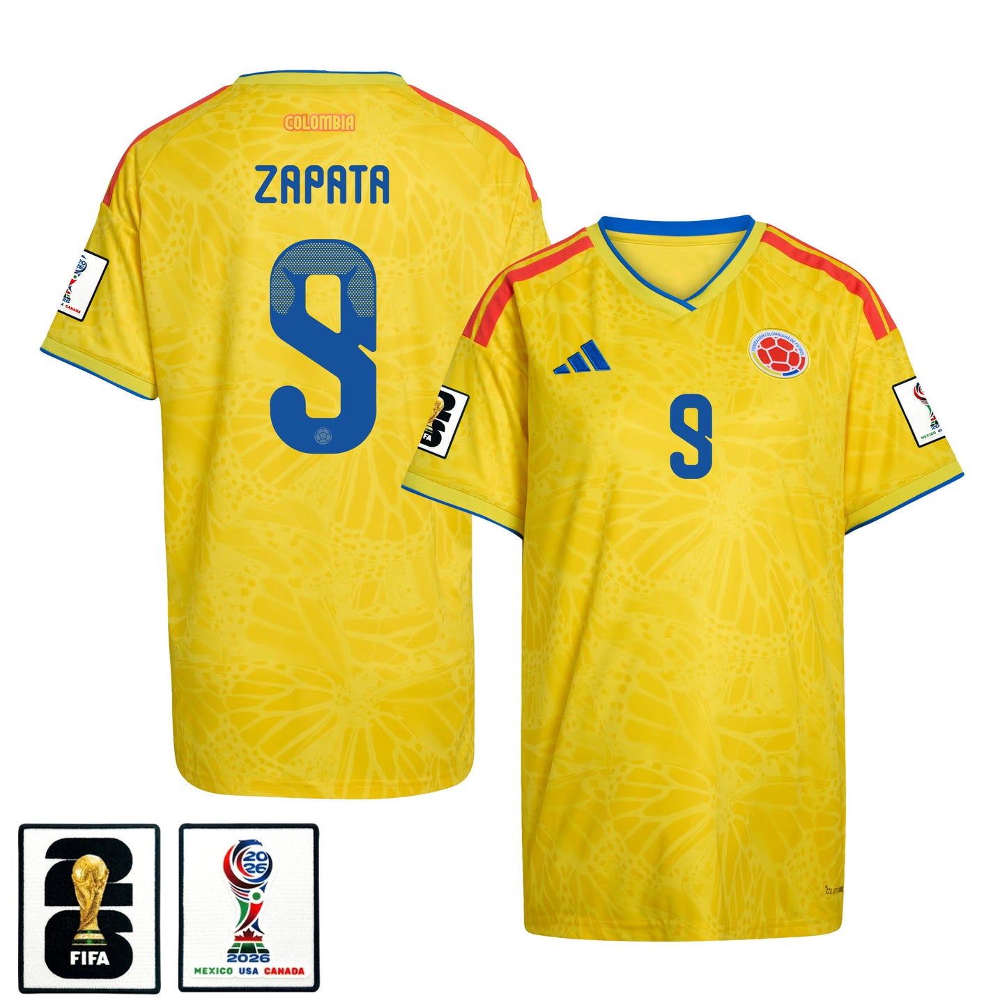 Duván Zapata 9 Women's Colombia National Team 2026 Home Jersey - Yellow