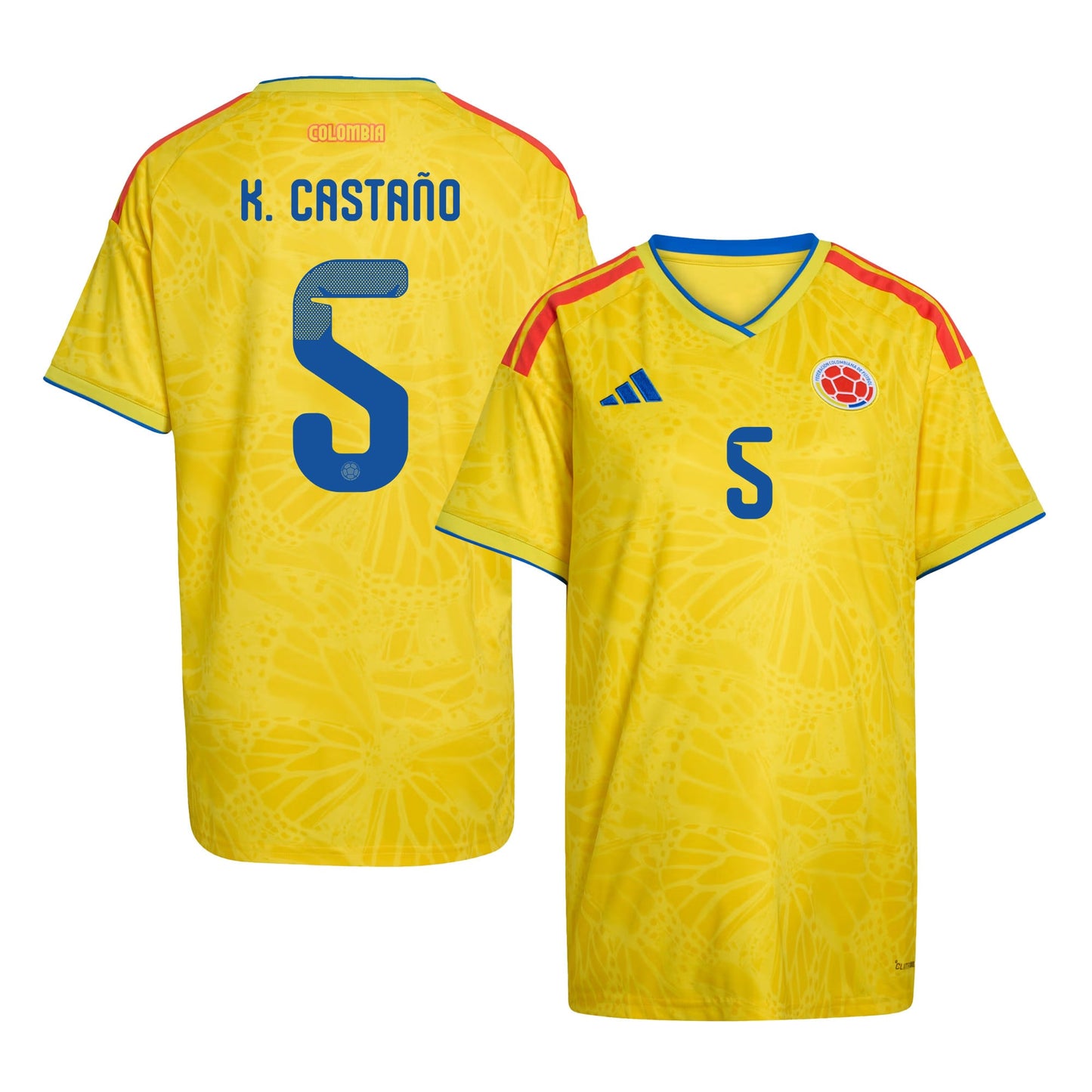 Kevin Castaño 5 Women's Colombia National Team 2026 Home Jersey - Yellow