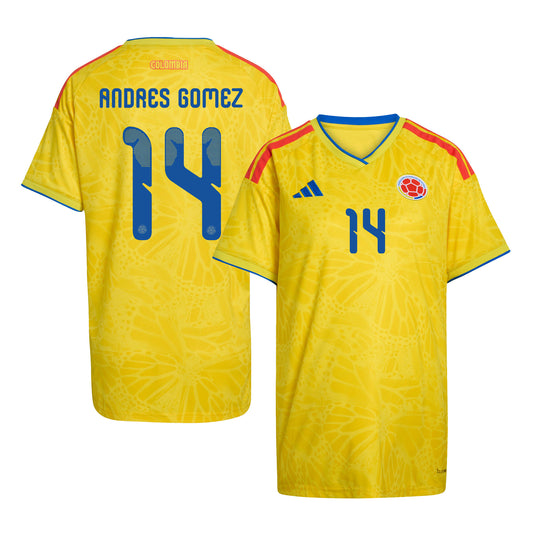 Andres Gomez 14 Women's Colombia National Team 2026 Home Jersey - Yellow