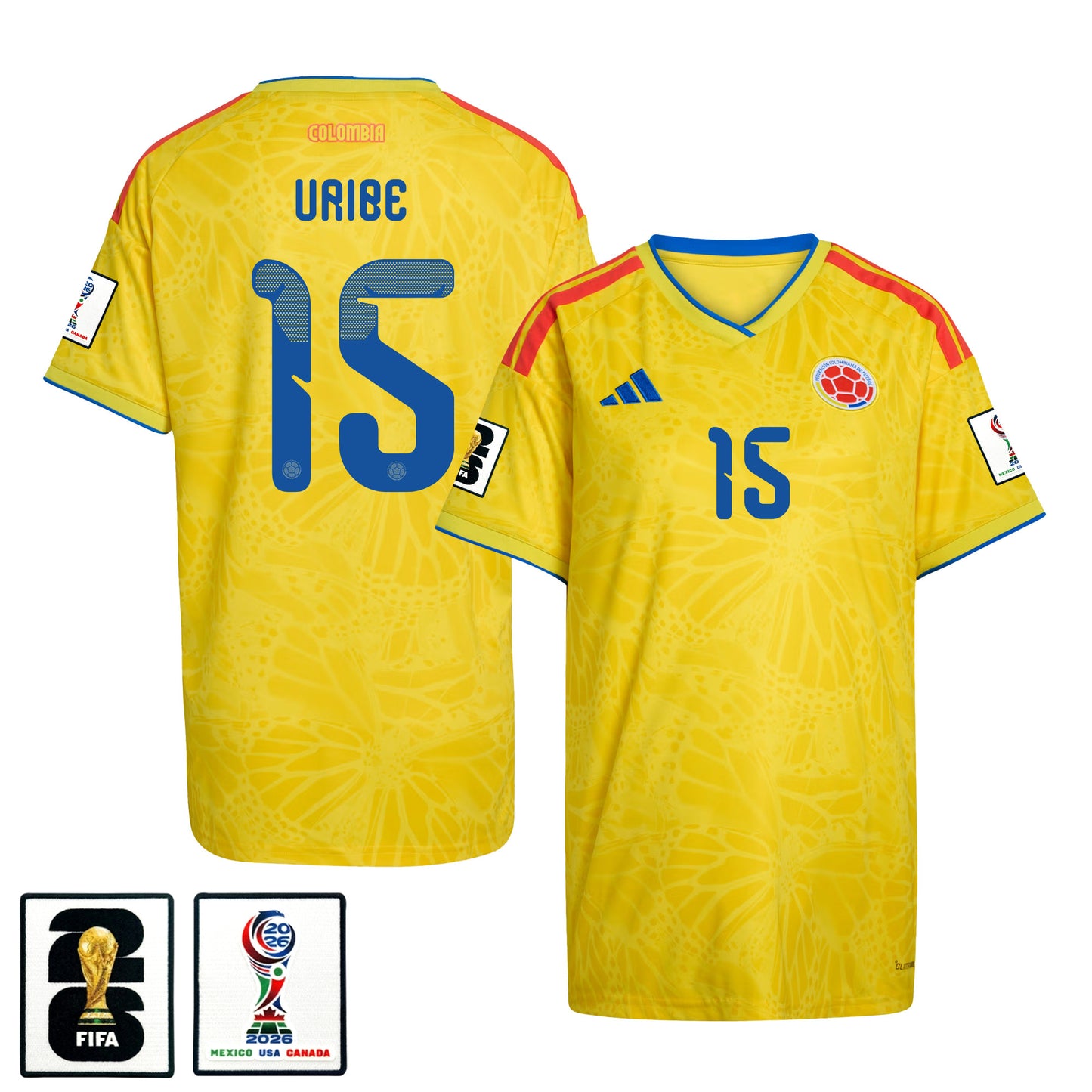 Mateus Uribe 15 Women's Colombia National Team 2026 Home Jersey - Yellow